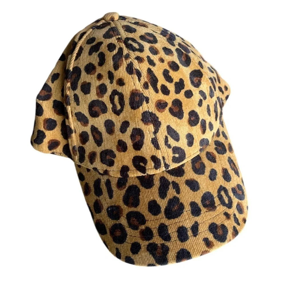 Cedarwood Threads Corduroy Leopard Print Ball Cap NWT